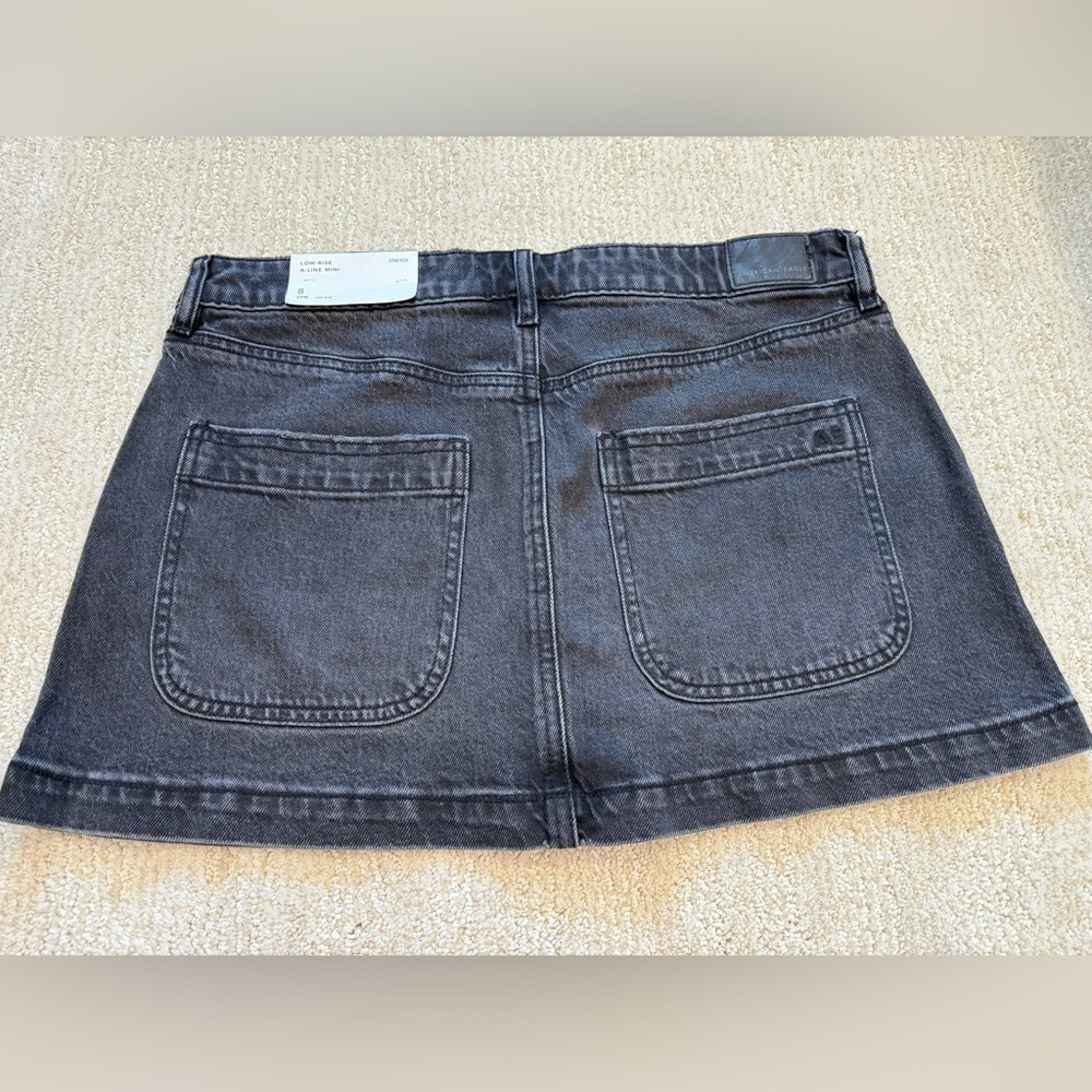 NWT AE Stretch Low-Rise A-Line Denim Cargo Mini Skirt 8 - Picture 6 of 10